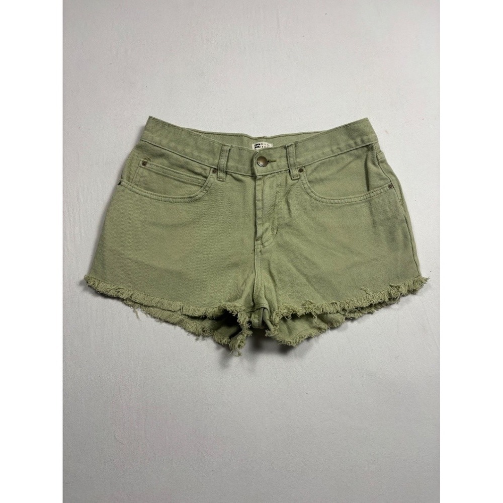 Billabong Women's Drift Away Denim Cut Off Shorts Olive Green Size 28